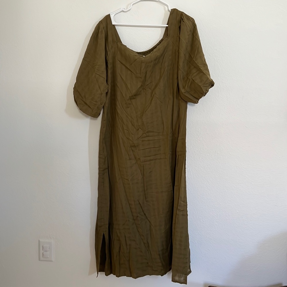 Tribe Alive Off Shoulder Olive Maxi Dress